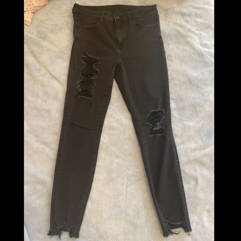 American Eagle NE(X)T LEVEL STRETCH Ripped Distressed High Waisted Jegging - Picture 1 of 5